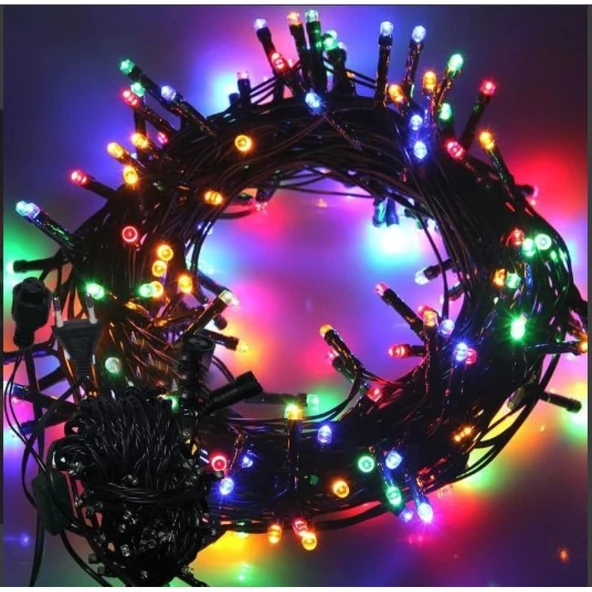 10m 100 Led Boncuk Lamba RGB Işık Siyah Kablo ürün görseli 1