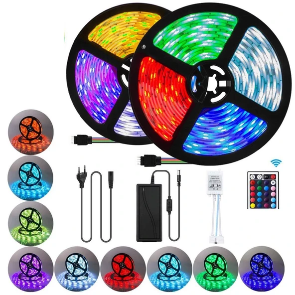 Animasyonlu Tak Çalıştır Kumandalı Rgb Şerit Işık Aydınlatma Şerit Led 10 Mt ürün görseli 1