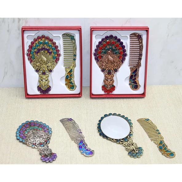 Tavuskuşu Ayna Ve Tarak Seti Küçük Boy - Resim 2