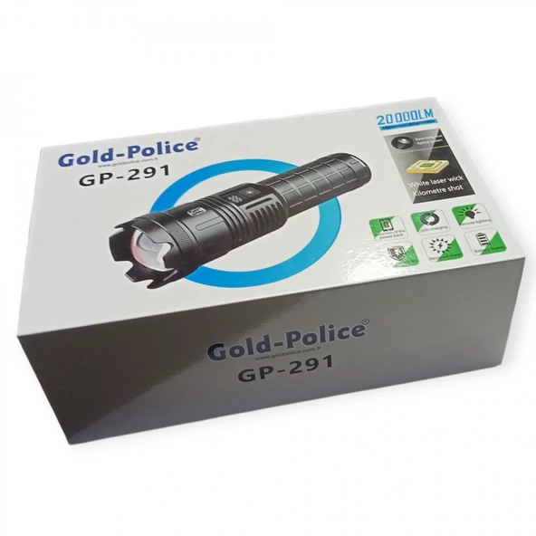 Gold Polıce Gp-291 Güçlü El Feneri 20,000 Lümen - Resim 3