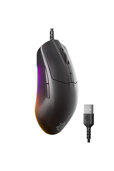 SteelSeries Rival 3 Gen 2 Optik 6 Tuş 8500DPI Kablolu RGB Gaming (Oyuncu) Mouse - Siyah - Resim 3