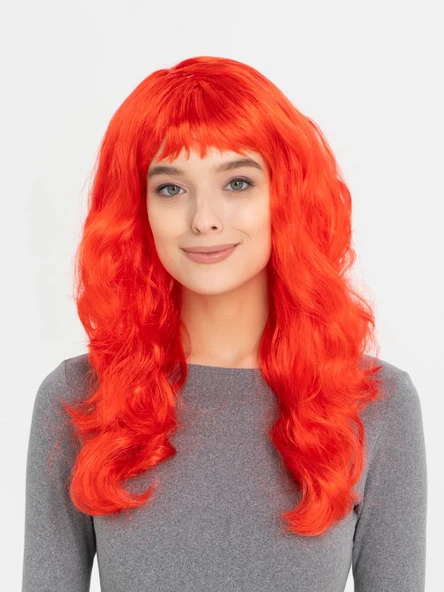 Kırmızı Renk Uzun Dalgalı Parti Peruğu ürün görseli 1
