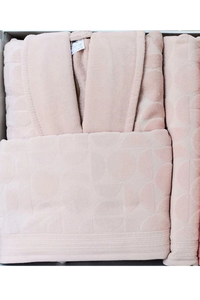 Özdilek Circular Aile Bornoz Seti Kiremit-Bej - Resim 2