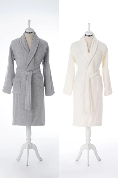 Özdilek Colourist Bornoz Seti Gri Krem Büyük Beden Kadın(XL), Erkek(XL) ürün görseli 1