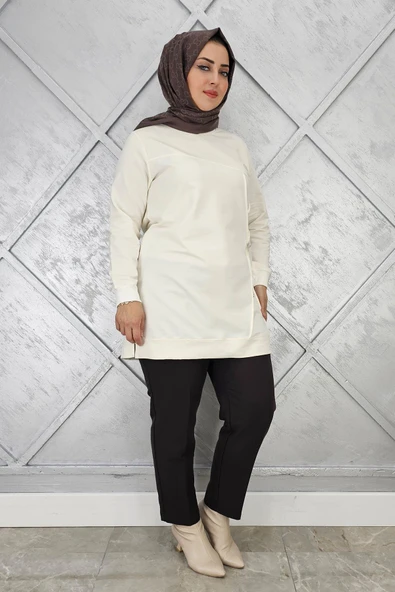 KADIN TAŞ VE DÜĞME DETAYLI TESETTÜR TUNİK - Resim 8
