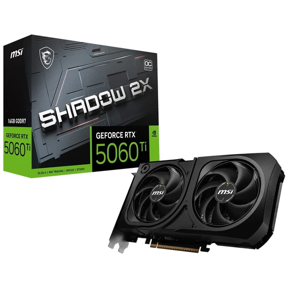 Msı VGA Geforce Rtx 5060 Tı 16G Shadow 2x Oc Plus RTX5060TI 16GB Gddr7 128B DX12 Pcıe 5.0 X16 (3xdp 1xhdmı) ürün görseli 1