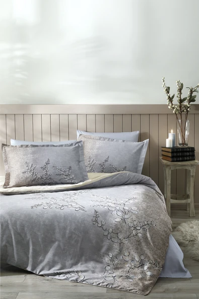 Özdilek Brise Azul Çift Kişilik Pastoral Saten Nevresim Takımı ürün görseli 1