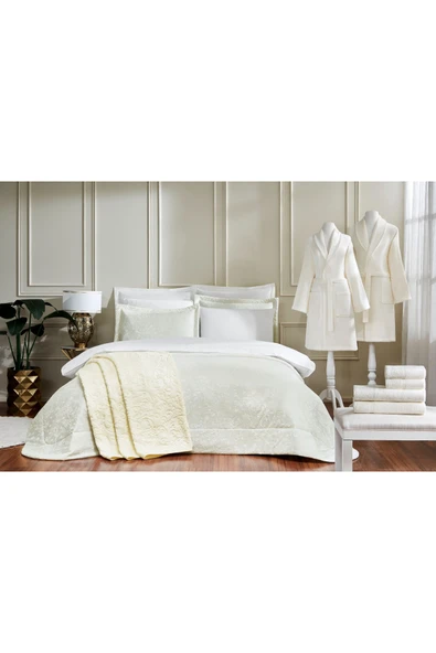 Özdilek Flowerland Çift Kişilik Çeyiz Seti 16 Parça Gümüş - Resim 3