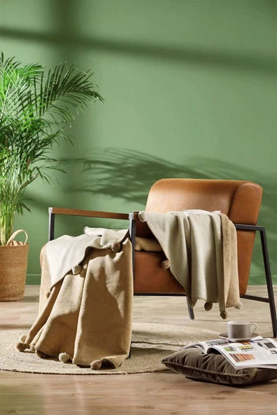 Özdilek Battanıye Ponp.Pamuk Dız 130*170 Bej ürün görseli 1