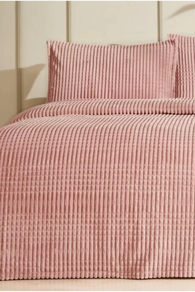 Özdilek Piramit Tek Kişilik Yatak Örtüsü Pudra - Resim 2