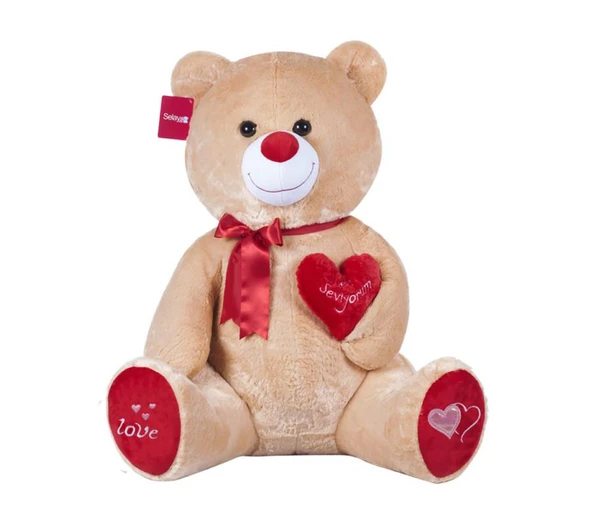 Tıkıl Ayı 57 cm Kahverengi Kalpli Pelüş Ayı Sevgiliye Hediye ürün görseli 1
