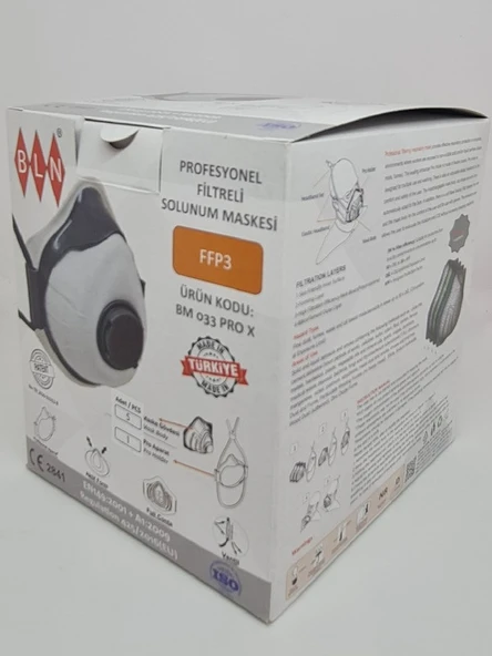 BLN BM 033 PRO X FFP3 NR VENTİLLİ TOZ MASKE (1APARAT - 5 MASKE) - Resim 5
