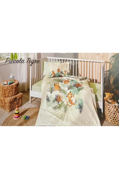 Özdilek Özdilek Ranforce Bebek Nevresim Takımı Sarı Piccola Tigre ürün görseli 1