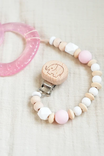 Freesure Ahşap Emzik Zinciri- Emzik Askısı -Emzik Tutucu - Resim 2