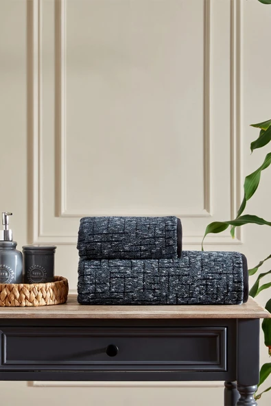 Özdilek Modra Maskülen 2'Li Havlu Set - Siyah ürün görseli 1