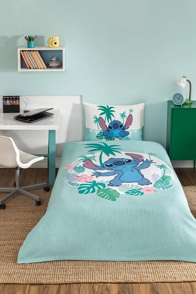 Özdilek Özdilek Stitch Summer Tek Kişilik Disney Lisanslı Lastikli Çarşaf Çocuk Nevresim Takımı ürün görseli 1