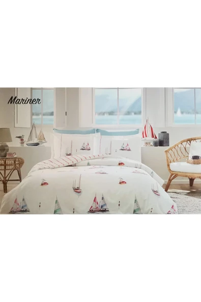 Özdilek NEVRESİM TAKIMI RANFORCE ÇİFT KİŞİLİK BEYAZ MARINER ürün görseli 1