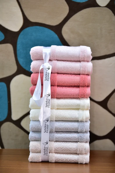 Özdilek Elissa Havlu 12 Adet - Bej - Gri - Taş - Pudra - Beyaz - Krem - Resim 6