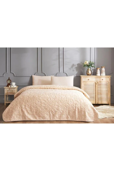 Özdilek Trendy Art Deco Bej Tek Kişilik Battaniye ürün görseli 1