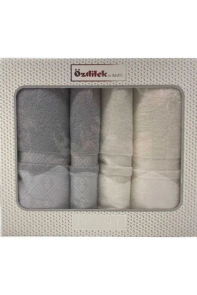 Özdilek Dory Best Set Hamam Takımı - Krem-gri ürün görseli 1