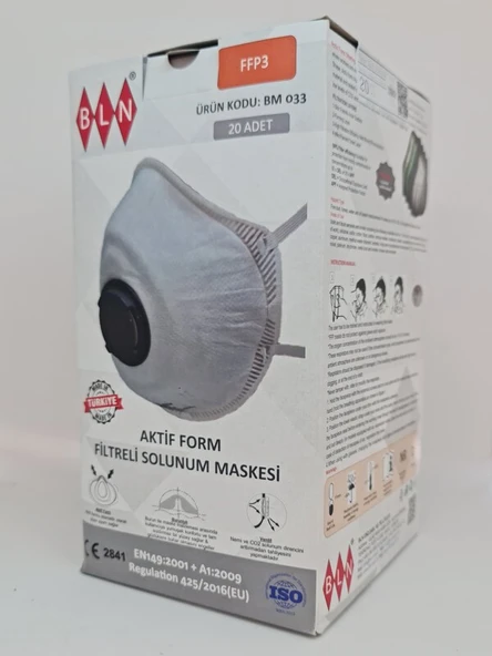 BLN BM 033 FFP3 NR VETİLLİ TOZ MASKESİ (20 ADET) - Resim 7