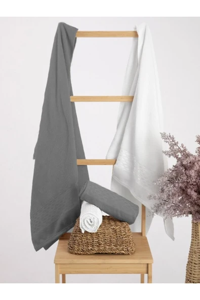 Özdilek Elissa Best Set Hamam Takımı - Gri - Beyaz ürün görseli 1