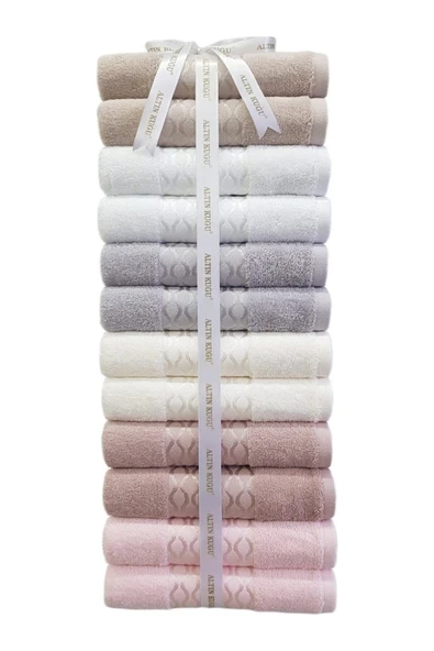 Özdilek Elissa Havlu 12 Adet - Bej - Gri - Taş - Pudra - Beyaz - Krem ürün görseli 1