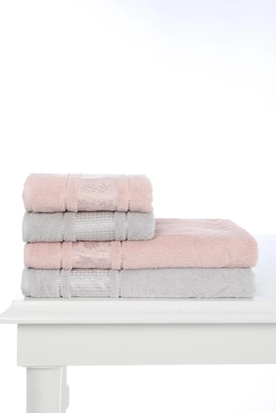 Özdilek Blossom Best Set Hamam Set Pembe - Gri - Resim 2