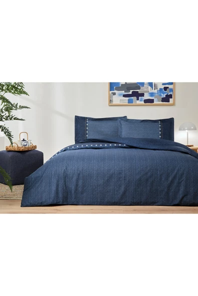 Özdilek Oregon Tek Kişilik Lastikli Çarşaf Denim Nevresim Takımı - Resim 4