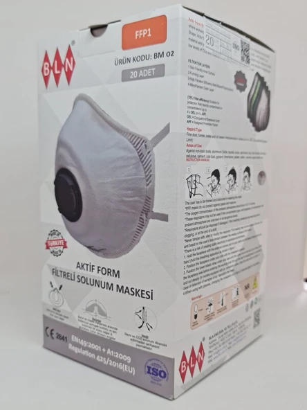 BM 02 FFP1 NR VENTİLLİ TOZ MASKESİ (20 ADET) - Resim 7