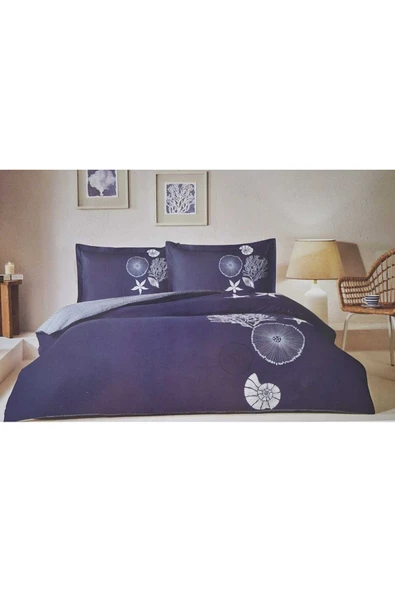 Özdilek RANFORCE ÇİFT KİŞİLİK NEVRESİM TAKIMI CORALLINO LACİVERT ürün görseli 1