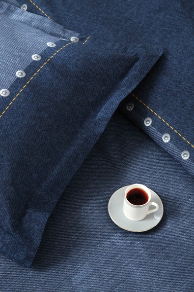 Özdilek Oregon Tek Kişilik Lastikli Çarşaf Denim Nevresim Takımı - Resim 3