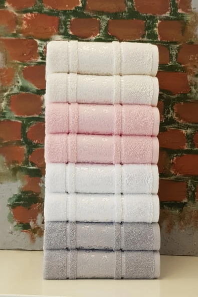 Özdilek Camellia Havlu 8'li Krem Pembe Beyaz Gri ürün görseli 1