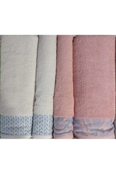 Özdilek Candidum Pembe-Krem/Mavi Best Set Bambu Aile Hamam Seti Havlu Set ürün görseli 1