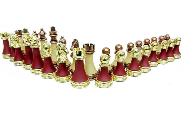 Satranç Taşı Zamak Polyester Krem Bordo Dekoratif Hediyelik - Resim 2