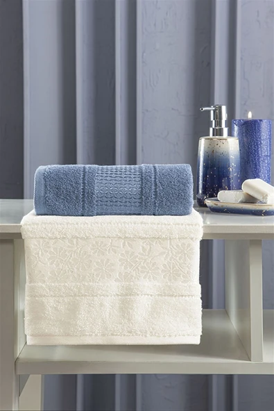 Özdilek Blossom Best Set (hamam Takımı) Krem-indigo ürün görseli 1