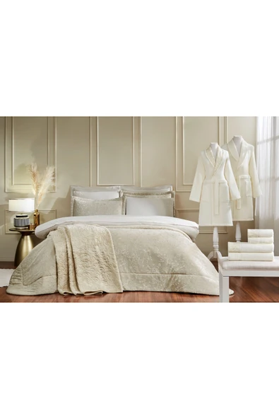 Özdilek Flowerland Çift Kişilik Çeyiz Seti 16 Parça Gümüş - Resim 5