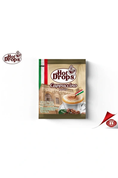 HOT DROPS CAPPUCCINO HAZIR KAHVE ÇİKOLATA GRANÜLLÜ 20 ADET X 25 GR (BARDAK HEDİYELİ) - Resim 4