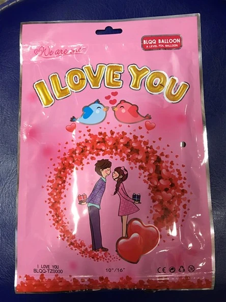 Parti Balon I Love You Folyo Balon Altın Renk 35 CM - Resim 2