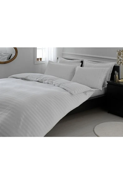 Özdilek Çift Kişilik Line Çizgili Saten Nevresim Takımı-beyaz ürün görseli 1