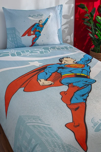 Özdilek Özdilek Superman Hero Tek Kişilik Lisanslı Lastikli Çarşaf Çocuk Nevresim Takımı - Resim 2