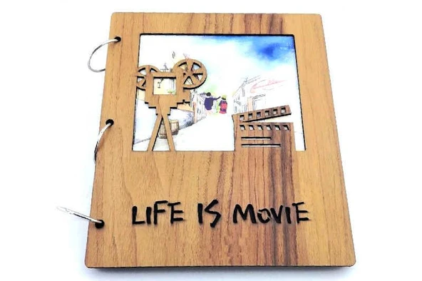 Albüm Ahşap Kapaklı Dikey Temalı Dekoratif Hediyelik ürün görseli 1