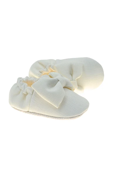 Freesure 231216 Ekru Kız Bebek Patiği, Bebek Ayakkabısı, Kaymaz Taban - Resim 2