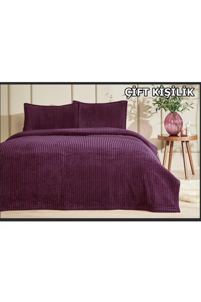 Özdilek Piramit Çift Kişilik Yatak Örtüsü Mürdüm 220x240 Cm ürün görseli 1