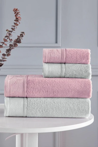 Özdilek Ditsy Best Set Hamam Takımı - Pembe - Gri ürün görseli 1