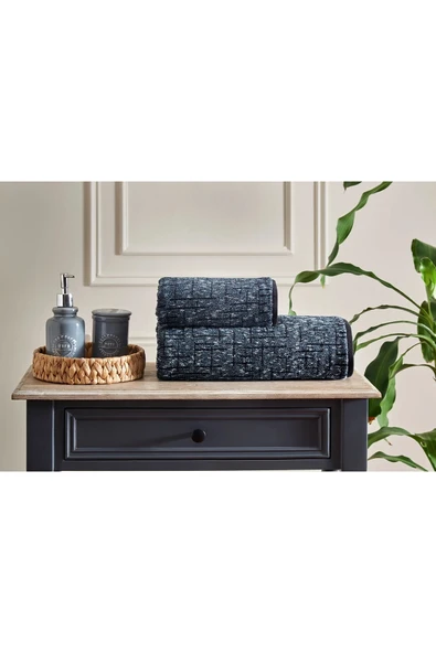 Özdilek Modra Maskülen 2'Li Havlu Set - Siyah - Resim 2