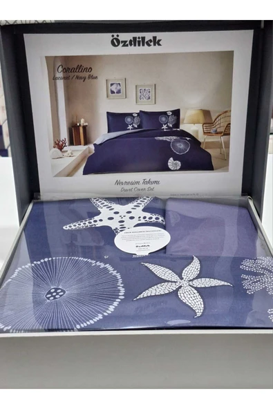 Özdilek RANFORCE ÇİFT KİŞİLİK NEVRESİM TAKIMI CORALLINO LACİVERT - Resim 2