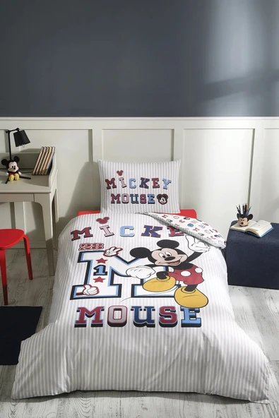 Özdilek Mickey Mouse College Tek Kişilik Disney Lisanslı Lastikli Çarşaf Çocuk Nevresim Takımı ürün görseli 1
