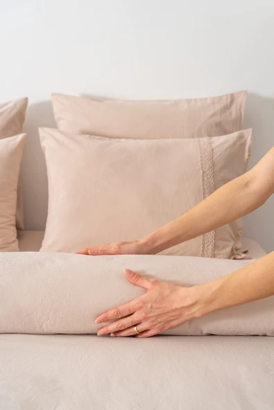 Grace Vizon Güpürlü Çift Kişilik %100 Pamuklu Nevresim Seti - 6 Parça Çeyiz Seti - Resim 5