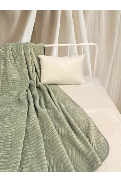 Özdilek Trendy Art Deco Açık Yeşil Tek Kişilik Battaniye ürün görseli 1